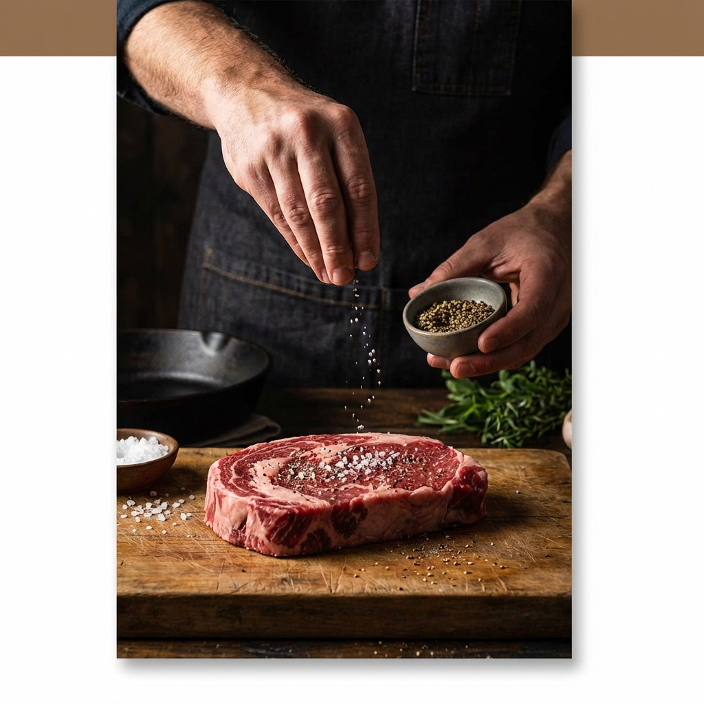 Şef eti pişirmek için hazırlıyor